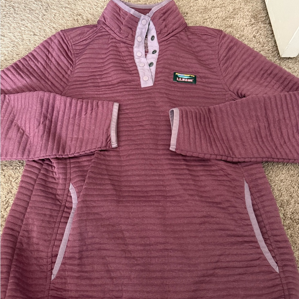 L.L. Bean Maroon Button-Up Pullover